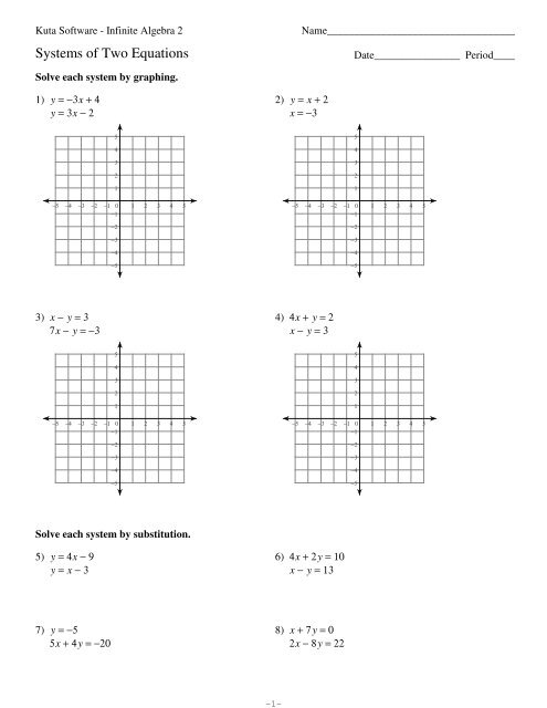 systems of two equations worksheet