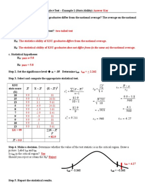 One-Sample T Test Worksheet 1 - ANSWER KEY | PDF | Statistical ...