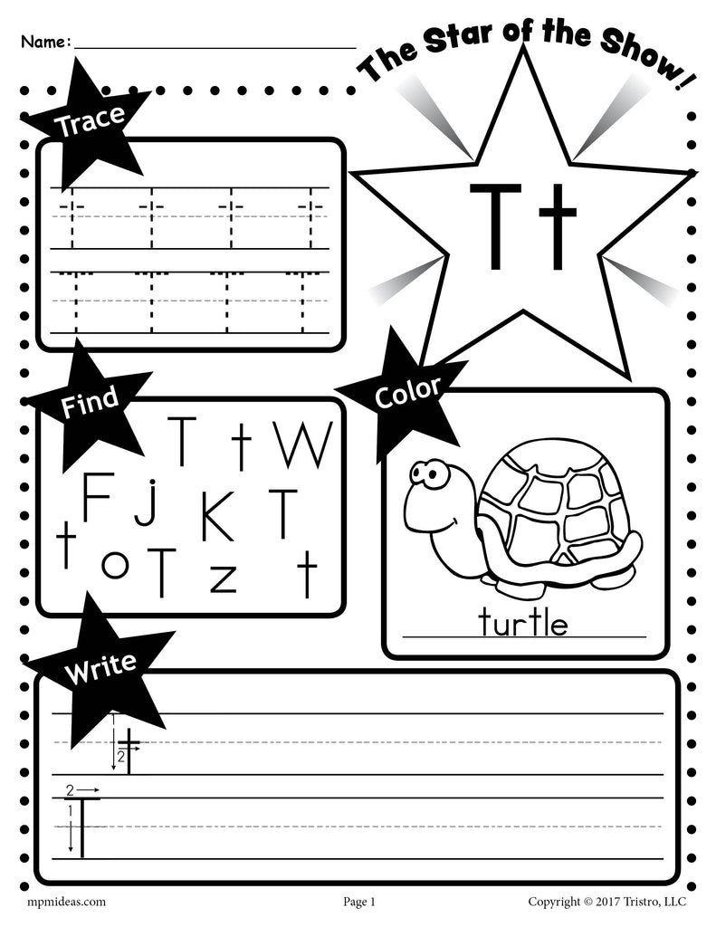 Letter T Worksheet: Tracing, Coloring, Writing &  More!