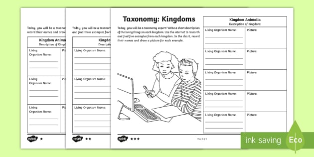 Taxonomy Kingdoms Research Differentiated Activity for 3rd-5th Grade