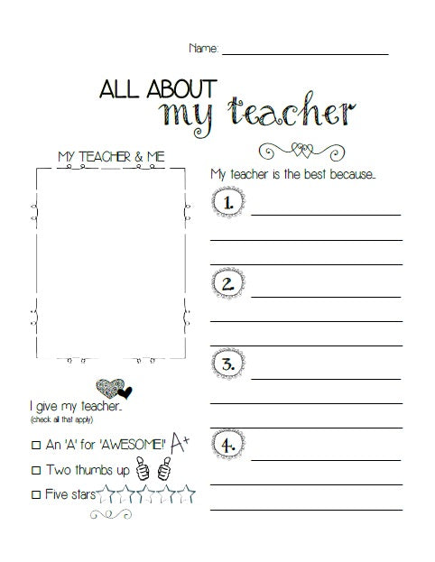Teacher Worksheet | All Kids Network