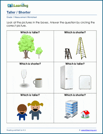 tall and short worksheet