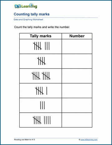 tally mark worksheet for kindergarten