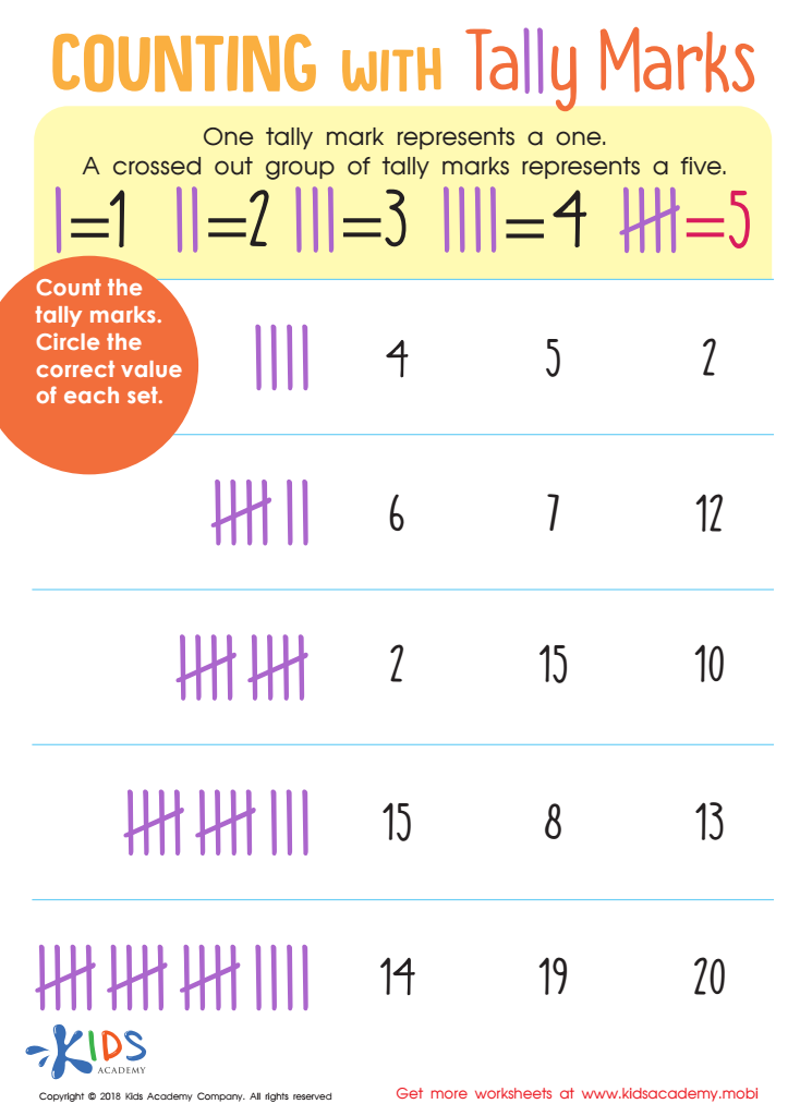 Counting with Tally Marks Worksheet: Free Printable for Kids