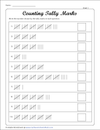 Tally Marks Worksheets