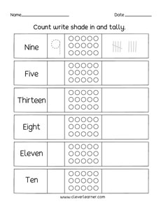 Free printable worksheets on Counting and Tallying.