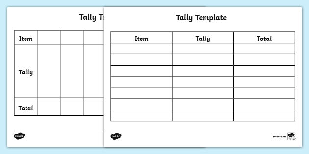 Tally Chart Template - Science Resource (teacher made)