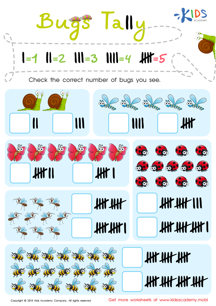 Free Understanding tally marks Worksheets for Ages 4-8