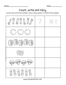 Free printable worksheets on Counting and Tallying.