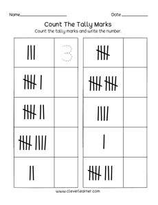 Free printable worksheets on Counting and Tallying.