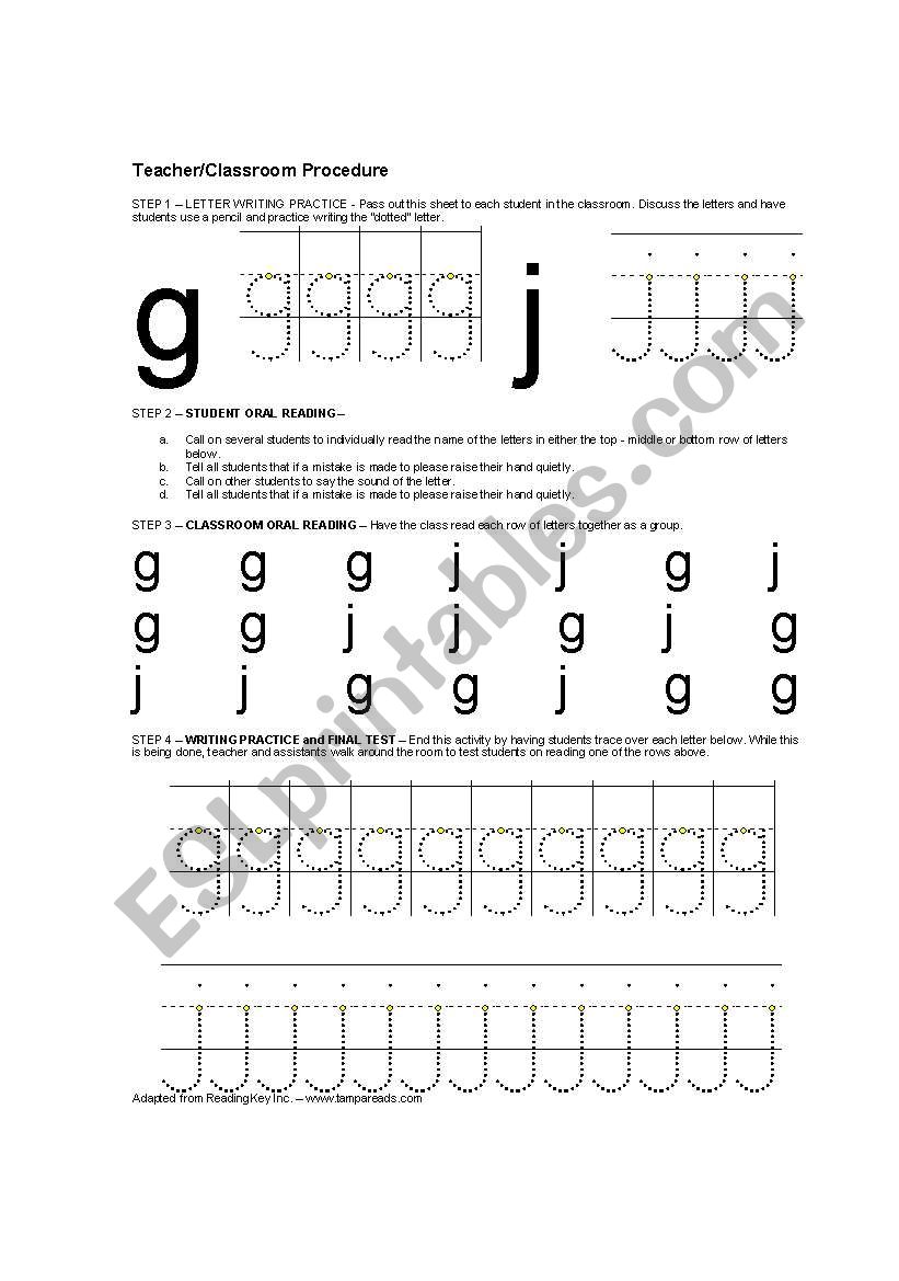 English worksheets: G and J pronouciation worksheet