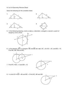 Tangent Lines Worksheet for 10th Grade | Lesson Planet