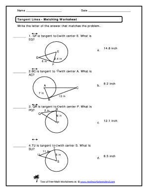 tangent lines worksheet answers