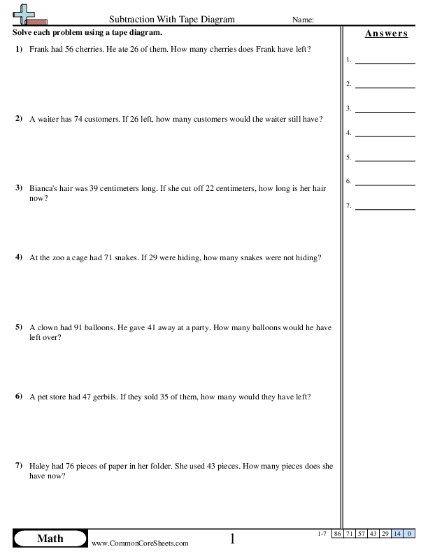 Tape Diagram Worksheets | Free - Distance Learning, worksheets and ...