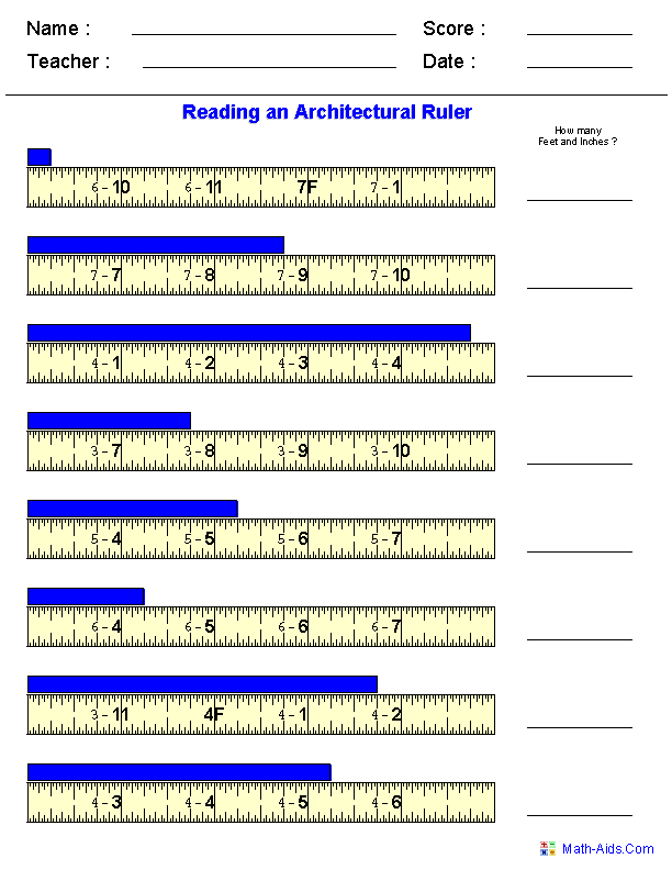 tape measurement worksheet