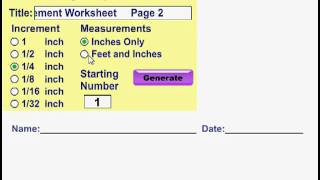 Reading a Tape Measure Worksheet Generator