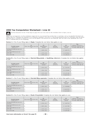 Tax Computation Worksheet - Fill Online, Printable, Fillable ...