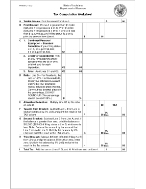 Louisiana Tax Computation Worksheet 2012 Form - Fill and Sign ...