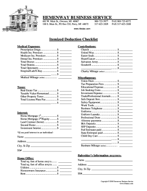 tax itemized deductions worksheet