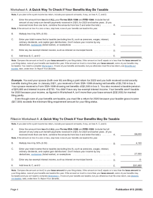 taxable social security benefits worksheet