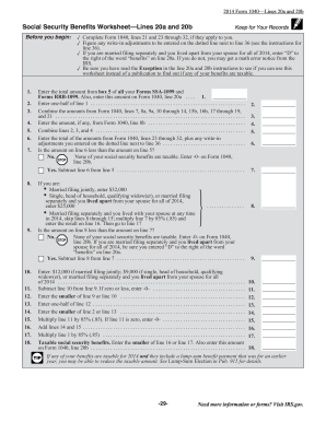 taxable social security benefits worksheet
