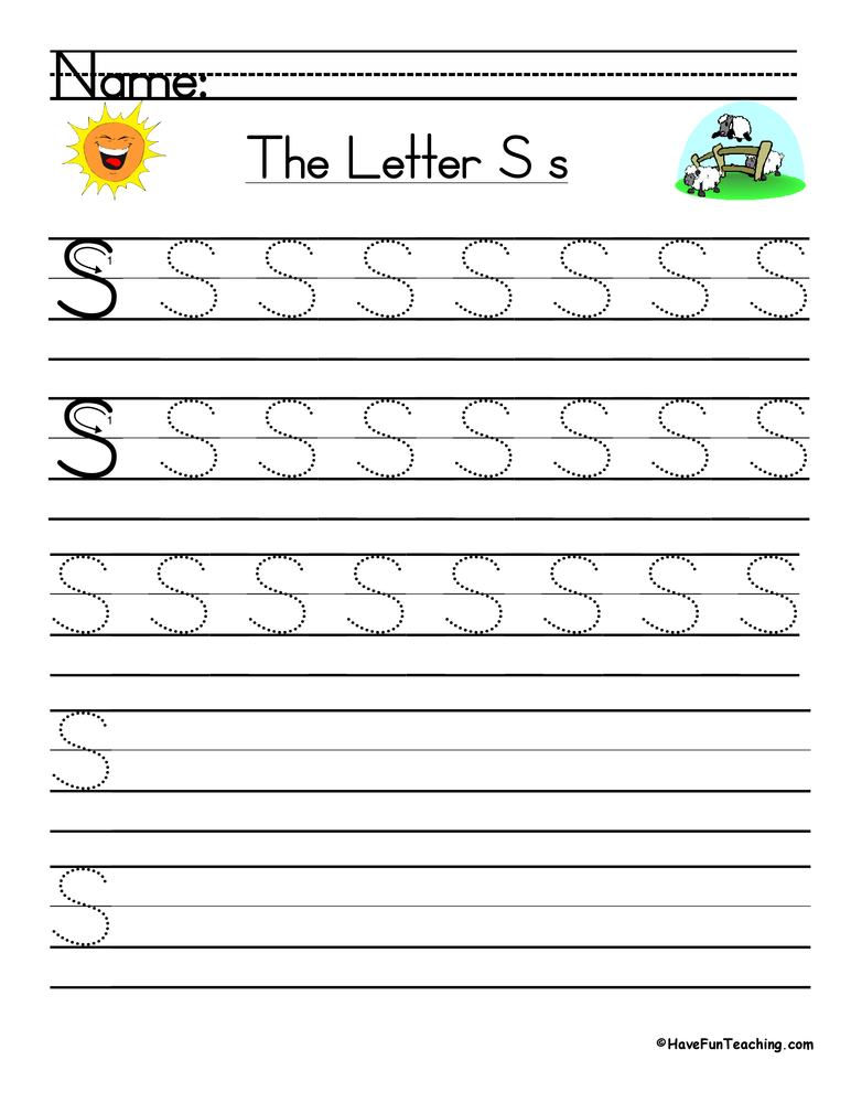 Letter S Handwriting Practice Worksheet  