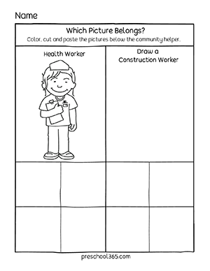 Community Helpers Activity Sheets for PreK and Kindergartens