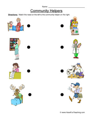 Community Helper Matching Worksheet  