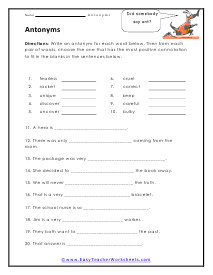 Language Arts Worksheets