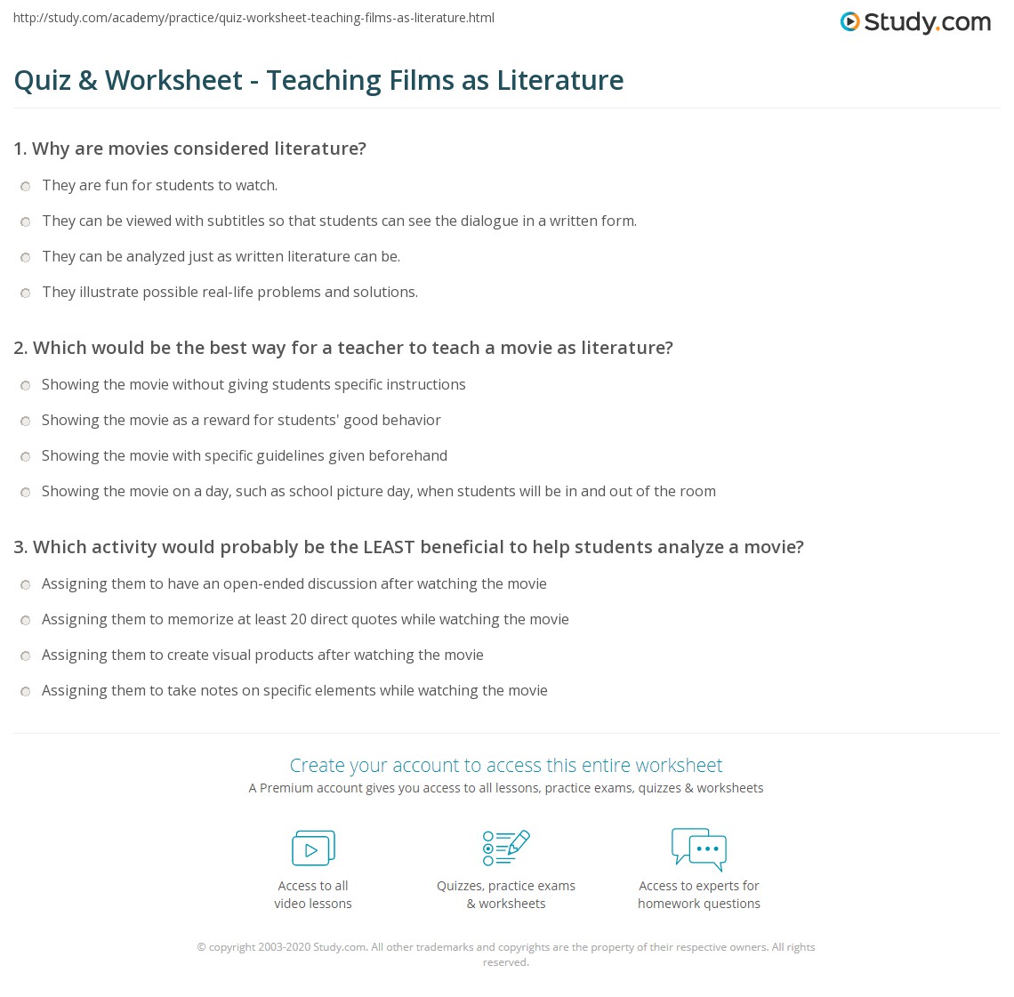 teacher movie worksheet