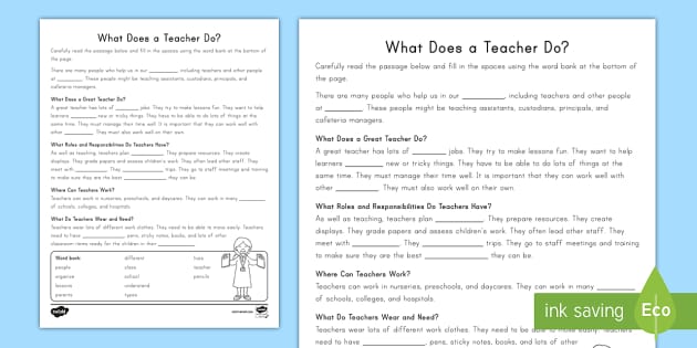 teachers worksheet for 2nd grade