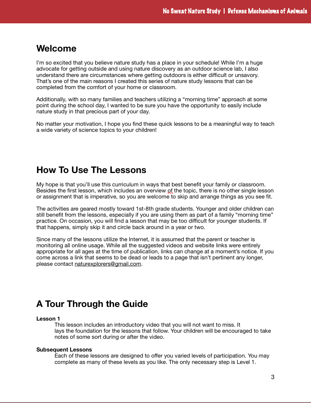 Defense Mechanisms of Animals: No Sweat Nature Study Curriculum