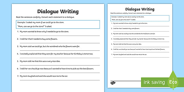 Dialogue Writing Activity for 3rd-5th Grade (teacher made)