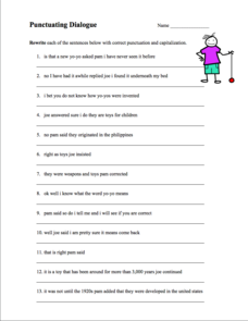 Punctuating Dialogue 7 8 Lesson Plans &  Worksheets