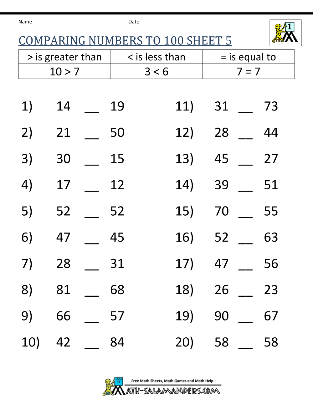 teaching greater than and less than 2nd grade