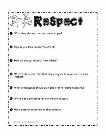 teaching kids respect worksheet