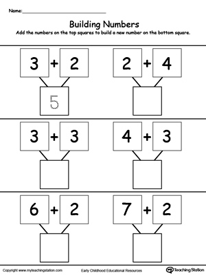 Kindergarten Addition Printable Worksheets | MyTeachingStation.com