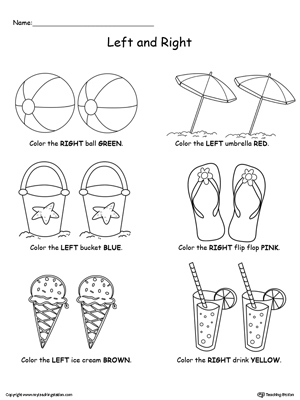 teaching left and right worksheet