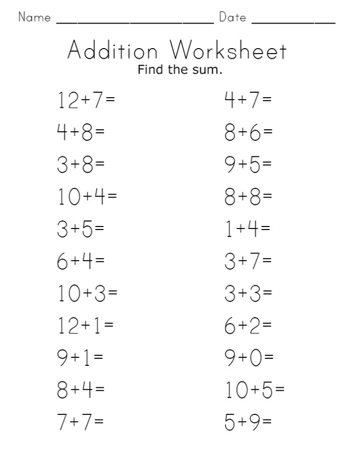 Free Printable Worksheets for Teachers | Addition worksheets, Math ...