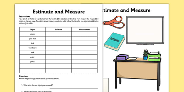 Estimate and Measure Worksheet / Worksheet (teacher made)