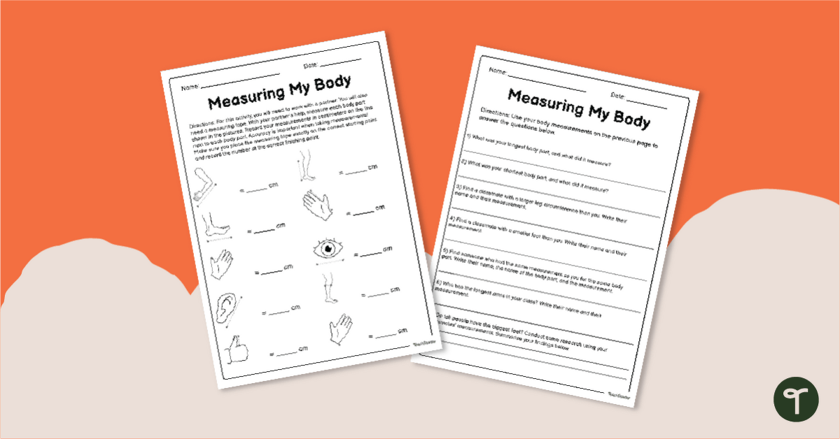 Measuring My Body - Length Worksheet | Teach Starter