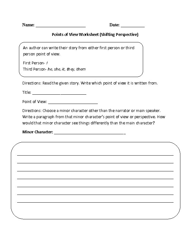 teaching point of view worksheet