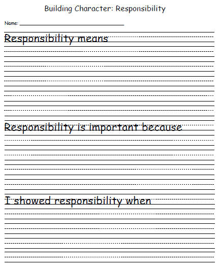 Character Development Template: Responsibility | Education World