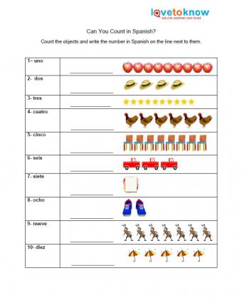 teaching spanish to kids worksheet