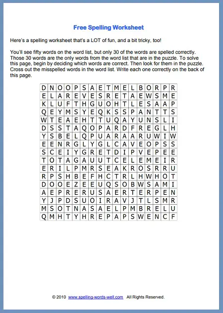 A Free Spelling Worksheet for Fun Skill Reinforcement