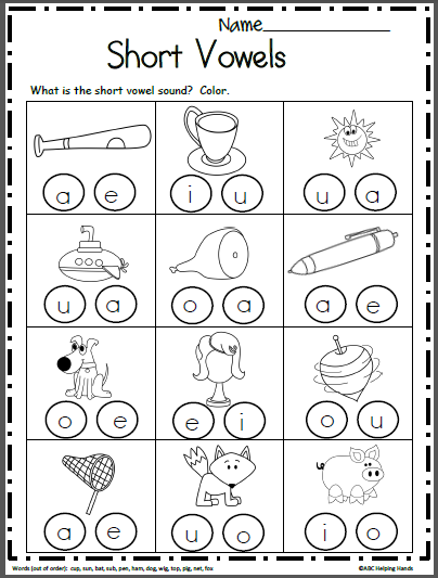 teaching vowel sounds worksheet