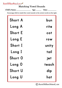 Matching Vowel Sounds - Aussie Childcare Network