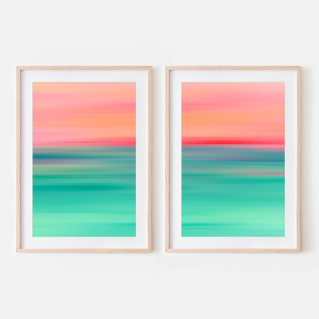 Set of 2 - Gradient Paintings No.15 - Printable Wall Art - Pink ...