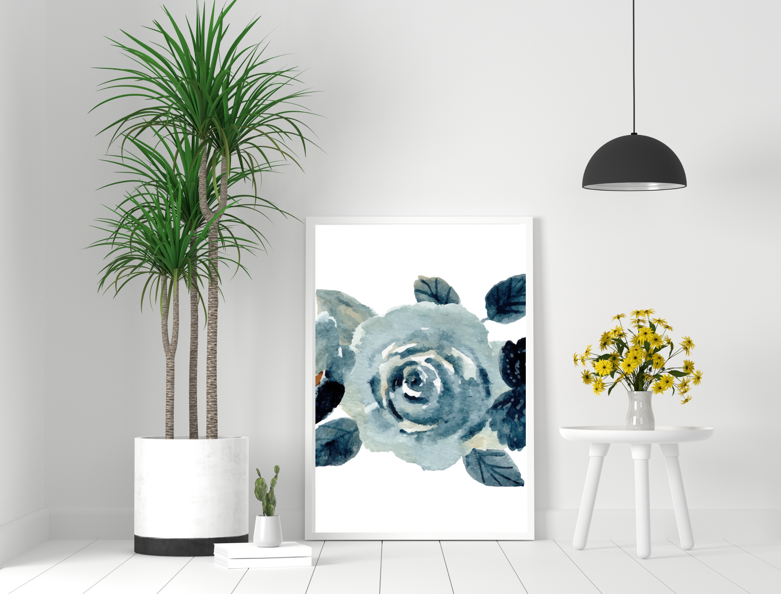 Boho floral printable wall art teal green branch | MDP Graphics