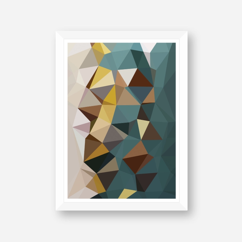 Brown, teal, yellow polygon geometric free printable wall art ...